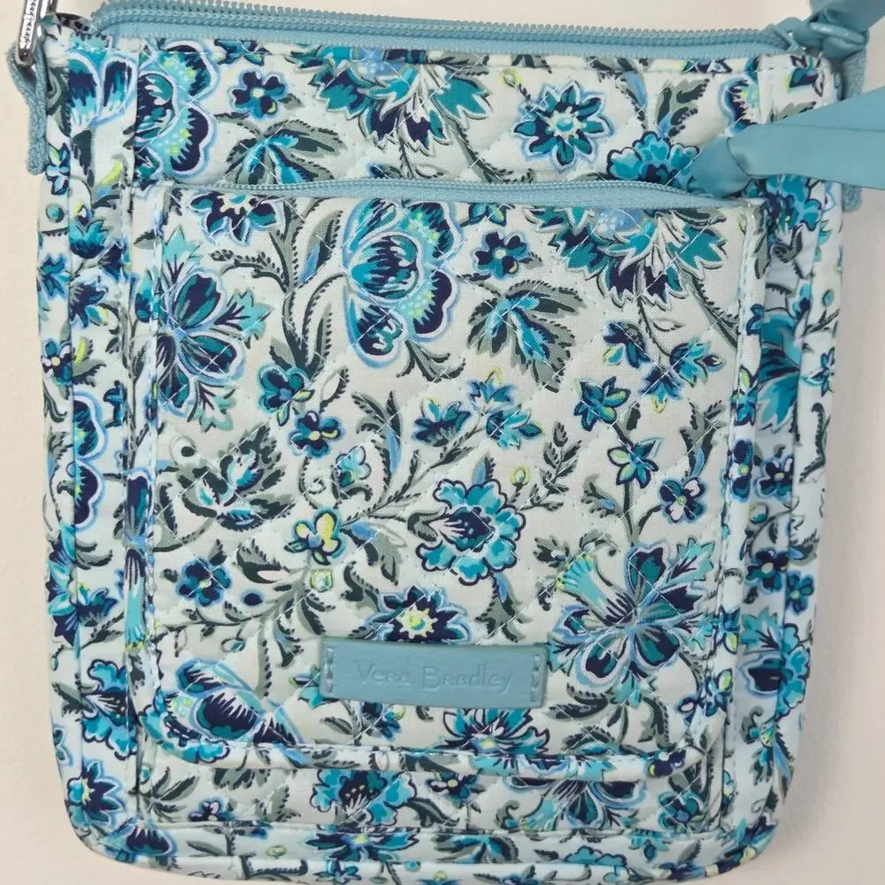 Vera Bradley Cloud Vine Crossbody Bag Blue Aqua Floral Quilted Shoulder Purse